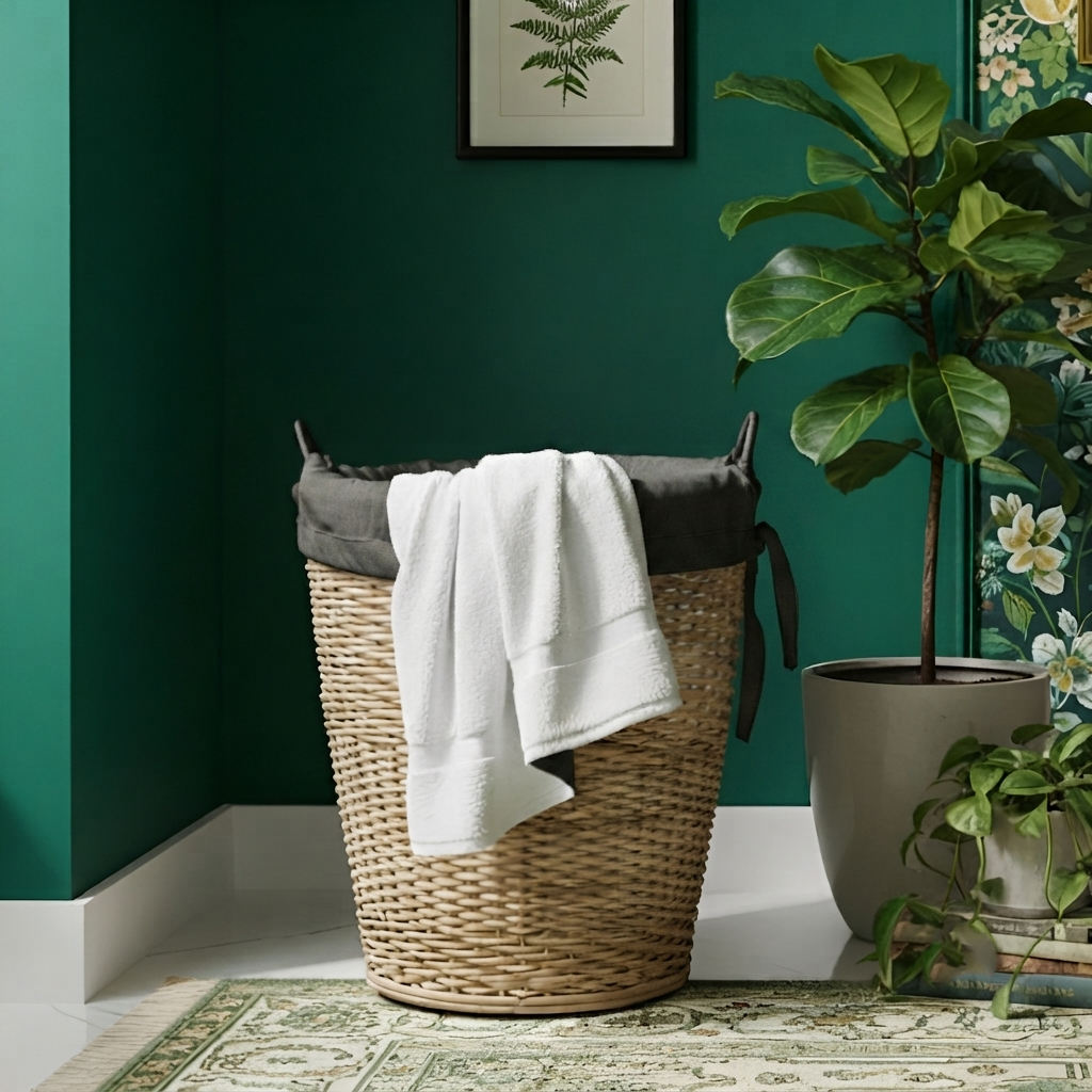 Handmade - Cane Wicker Laundry Basket Trendy Home