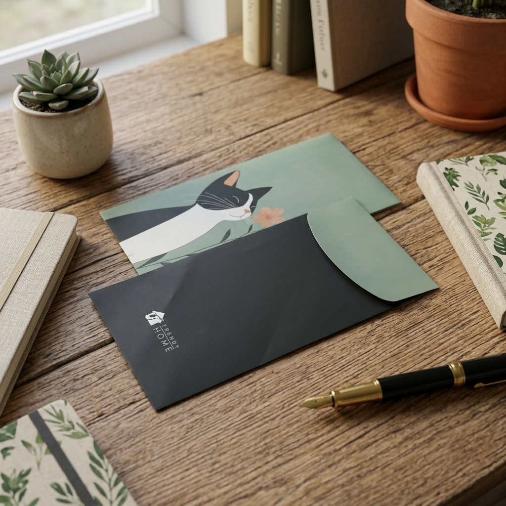 Tuxedo Cat Envelope Trendy Home
