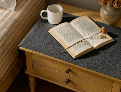 Teddy Fur - Charcoal Black Bed Side Table Accent Trendy Home