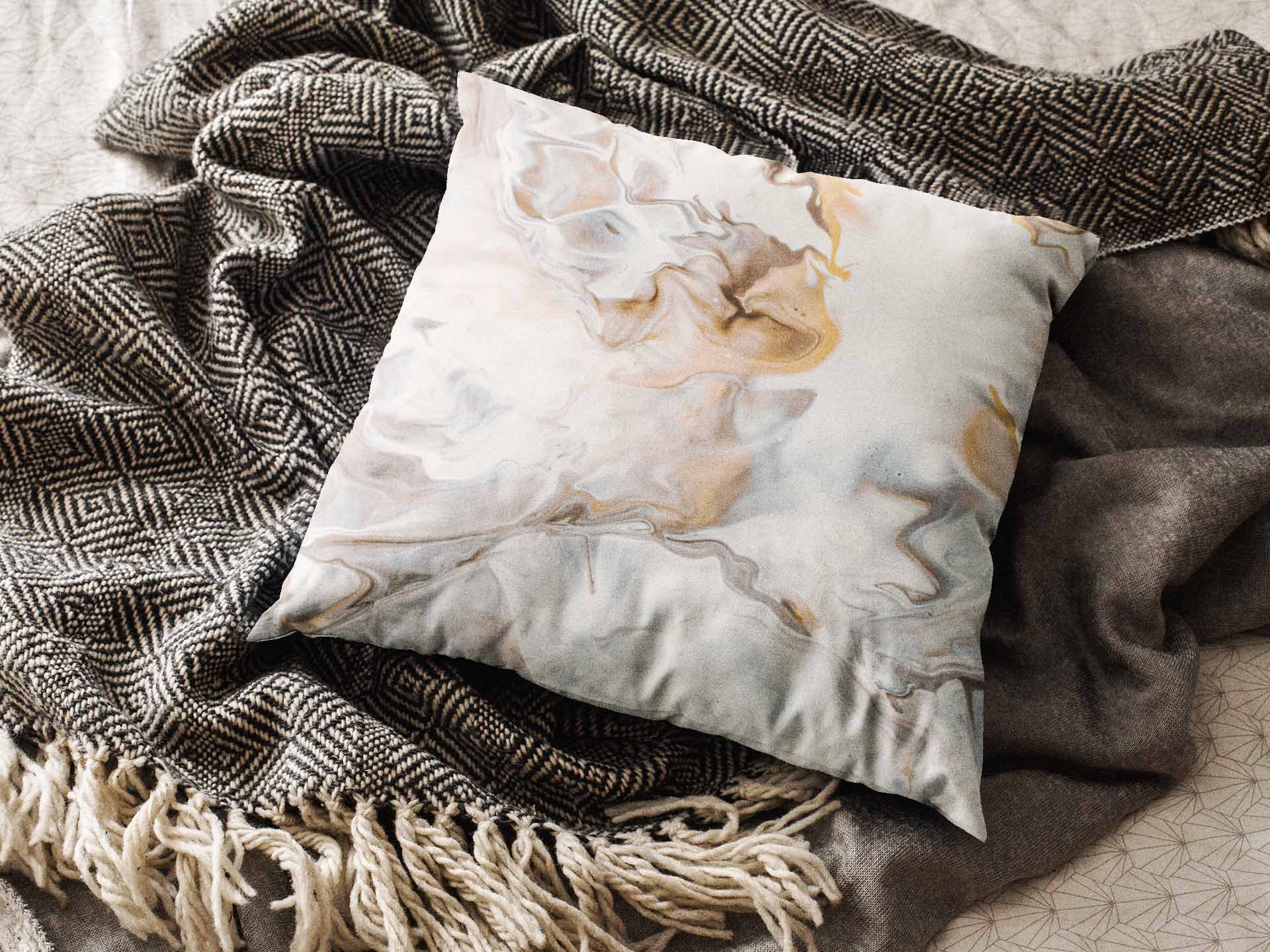 Gray Quartz Marble Stone Cushion Cover Trendy Home Modern Elegance
