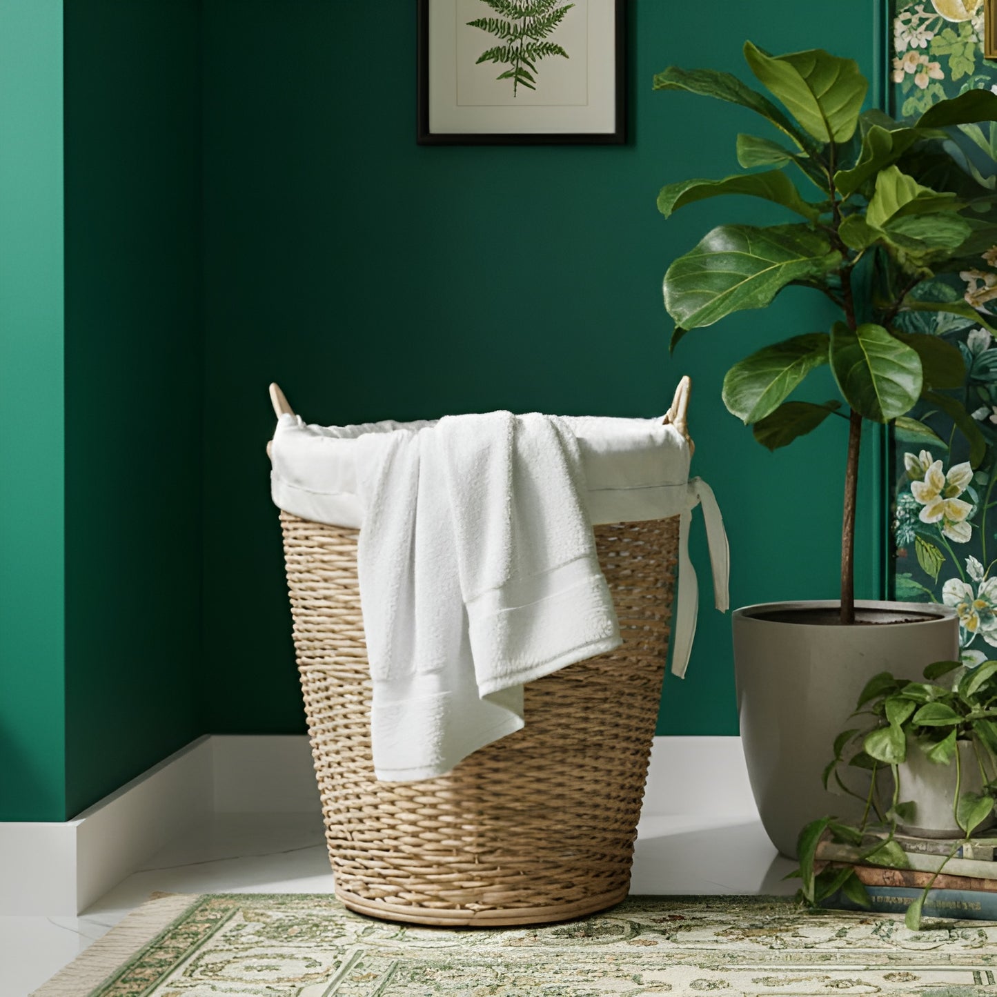 Handmade - Cane Wicker Laundry Basket Trendy Home