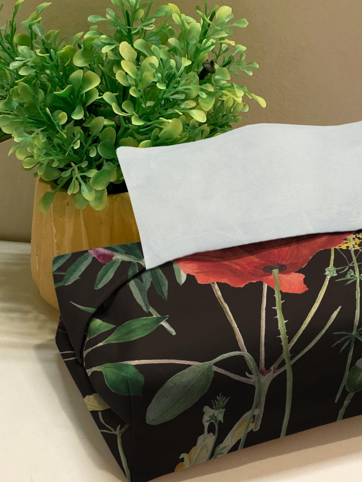 Black Rosey Tissue Box Trendy Home