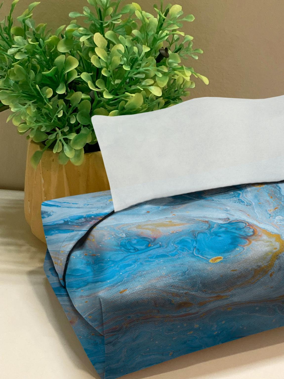 Blue Opal Marble-Stone Tissue Box Trendy Home