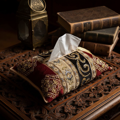 Hand Sequin - Maroon Black Tissue Box Trendy Home