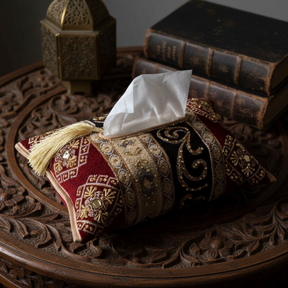Hand Sequin - Maroon Black Tissue Box Trendy Home