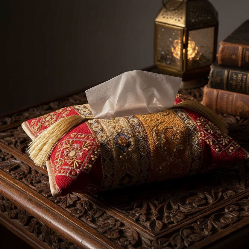 Hand Sequin - Maroon Tissue Box Trendy Home