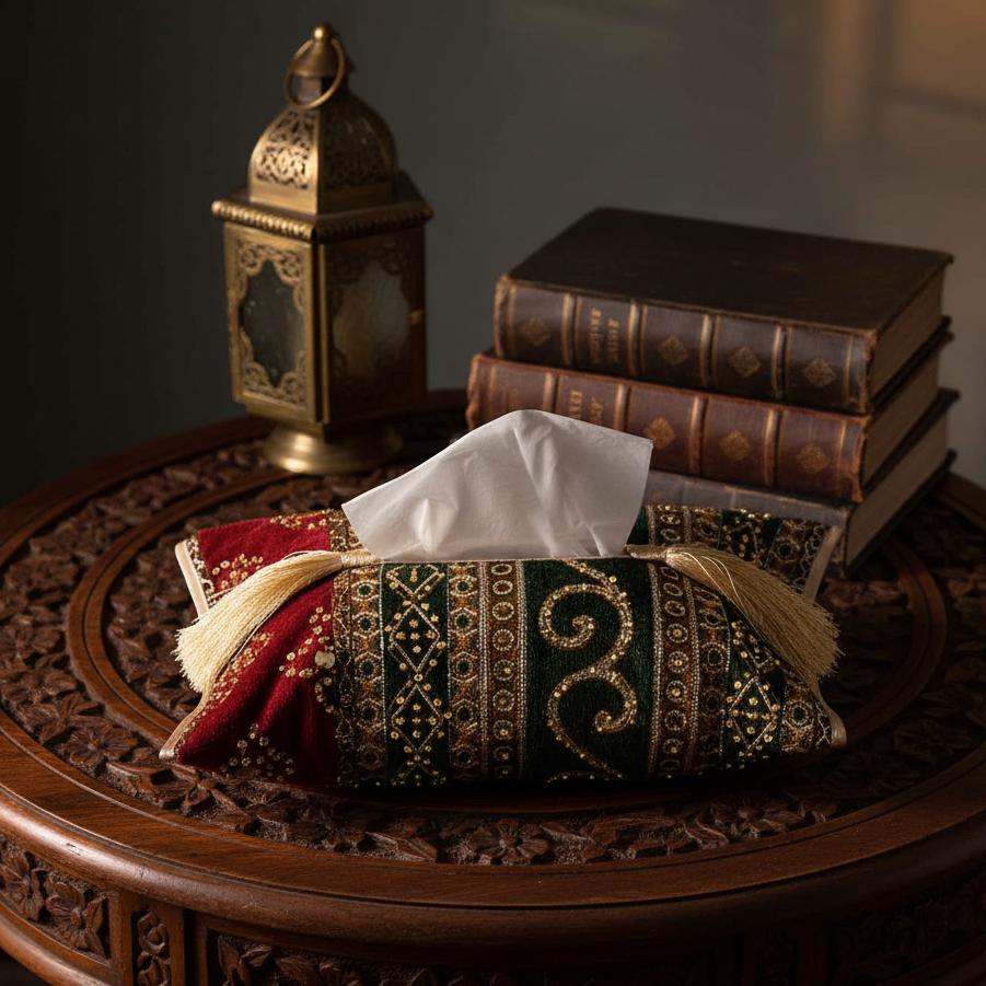 Hand Sequin - Red Green Tissue Box Trendy Home