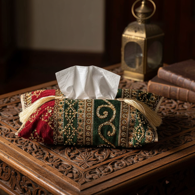 Hand Sequin - Red Green Tissue Box Trendy Home