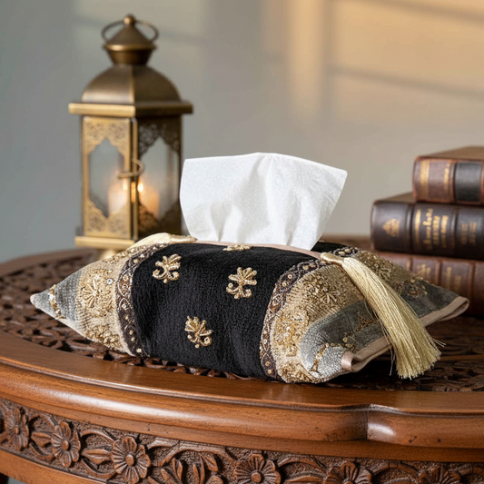 Hand Sequin - Silver Tissue Box Trendy Home