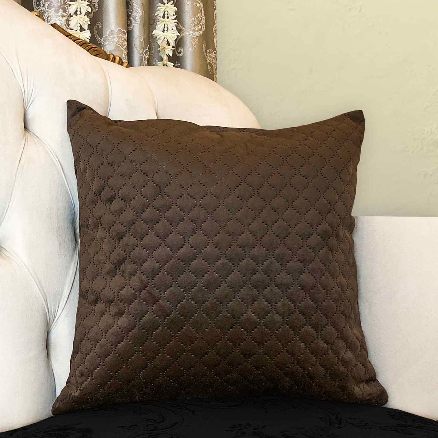 Quilted Velvet - Coffee Cushion Cover