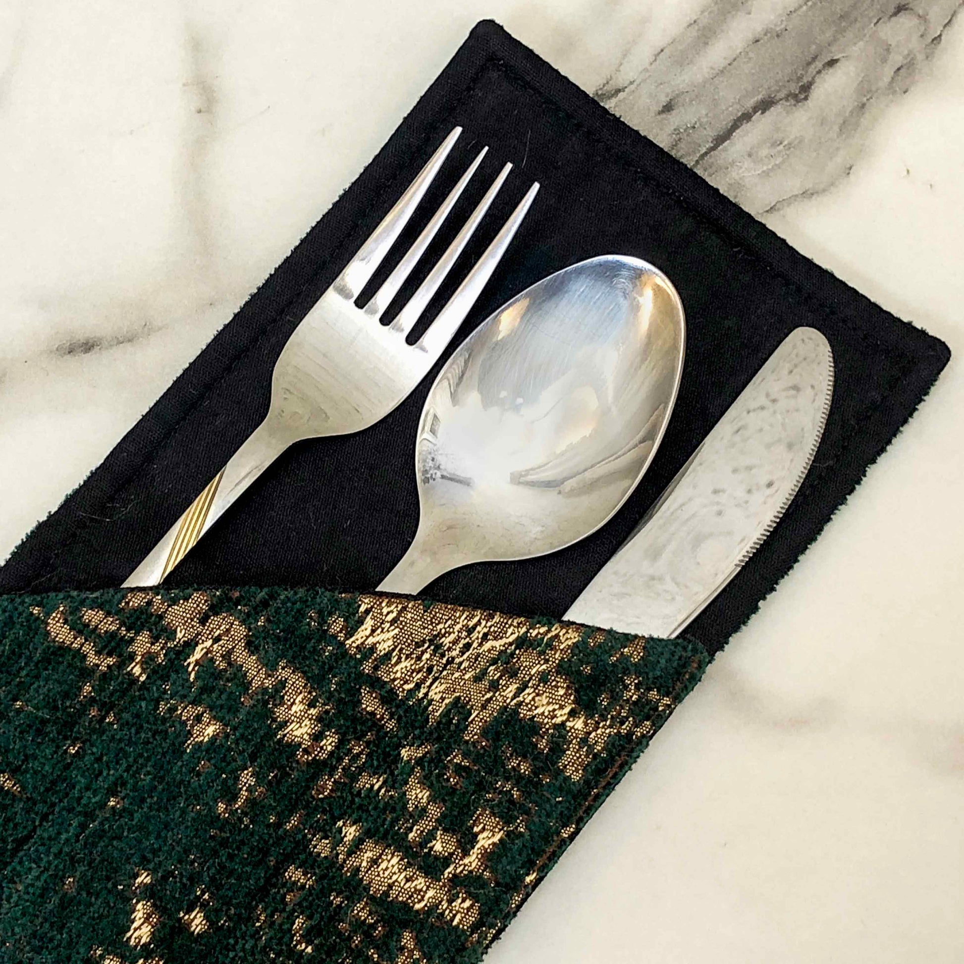 Shanghai Velvet - Emerald Cutlery Pouch Trendy Home