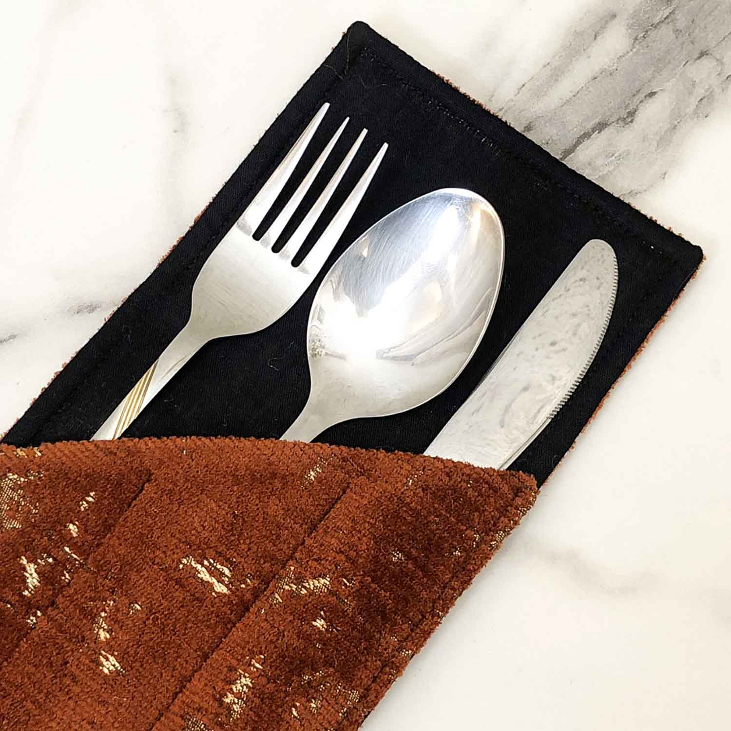 Shanghai Velvet - Rust Cutlery Pouch Trendy Home