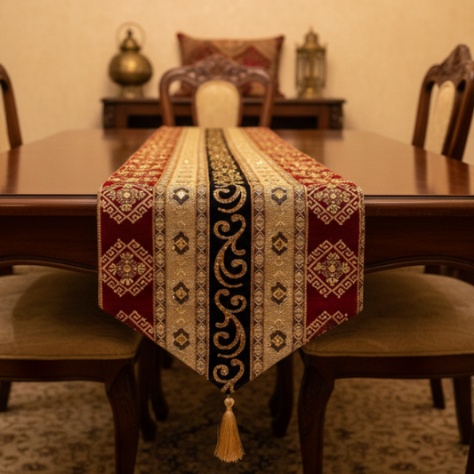 Hand Sequin - Maroon Black Table Runner Trendy Home