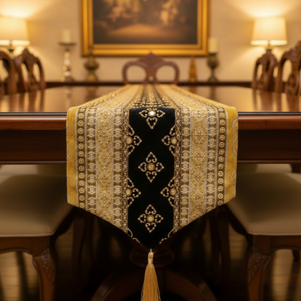 Hand Sequin - Queen Black Table Runner Trendy Home