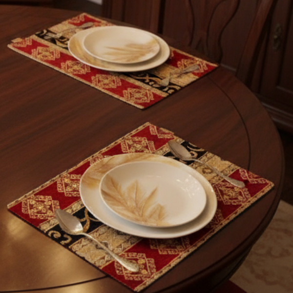 Hand Sequin - Maroon Black Table Mat trendy home