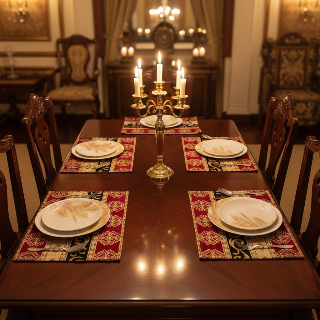 Hand Sequin - Maroon Black Table Mat trendy home