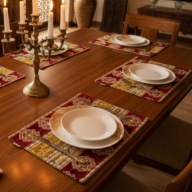 Hand Sequin - Maroon Table Mat trendy home