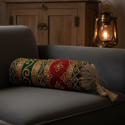 Hand Sequin - Red Green Round PIllow (pair) Trendy Home