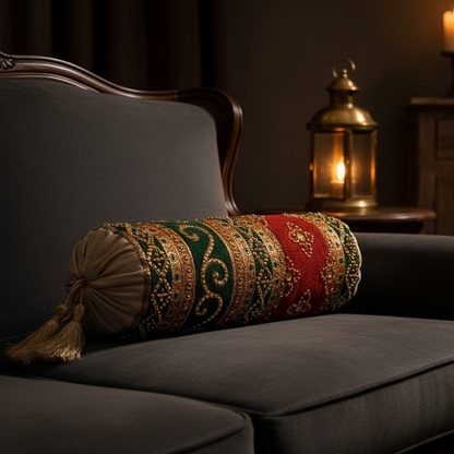 Hand Sequin - Red Green Round PIllow (pair) Trendy Home