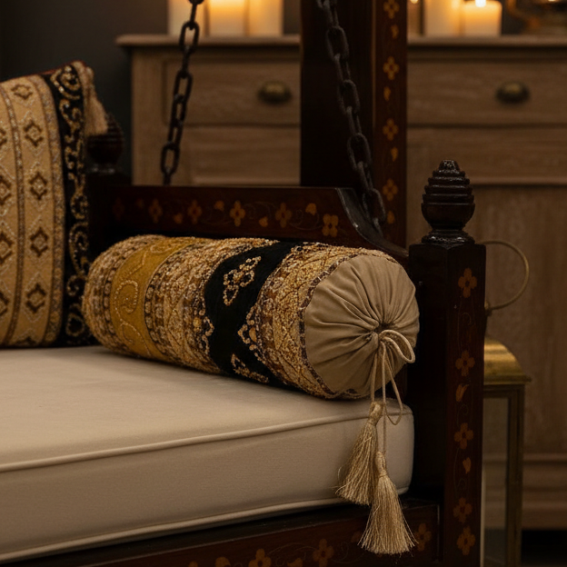 Hand Sequin - Queen Black Sofa Round PIllow Cover (pair) Trendy Home