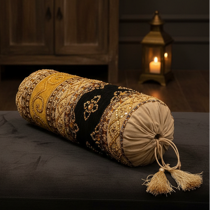 Hand Sequin - Queen Black Sofa Round PIllow Cover (pair) Trendy Home