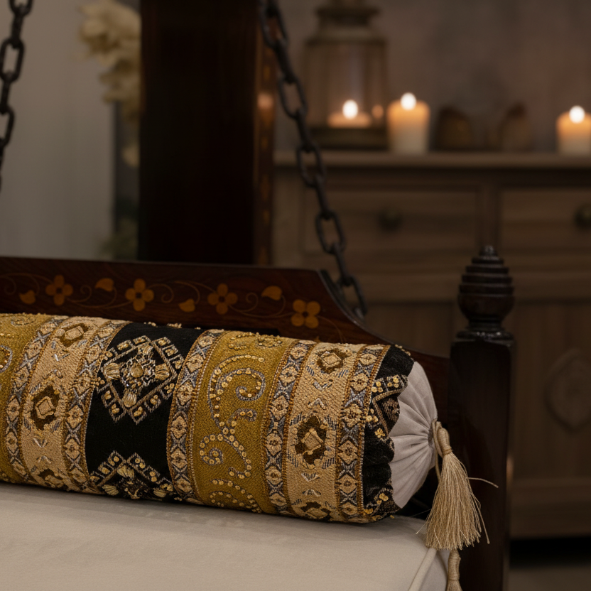 Hand Sequin - Spot Black Sofa Neck-Roll (pair) Trendy Home