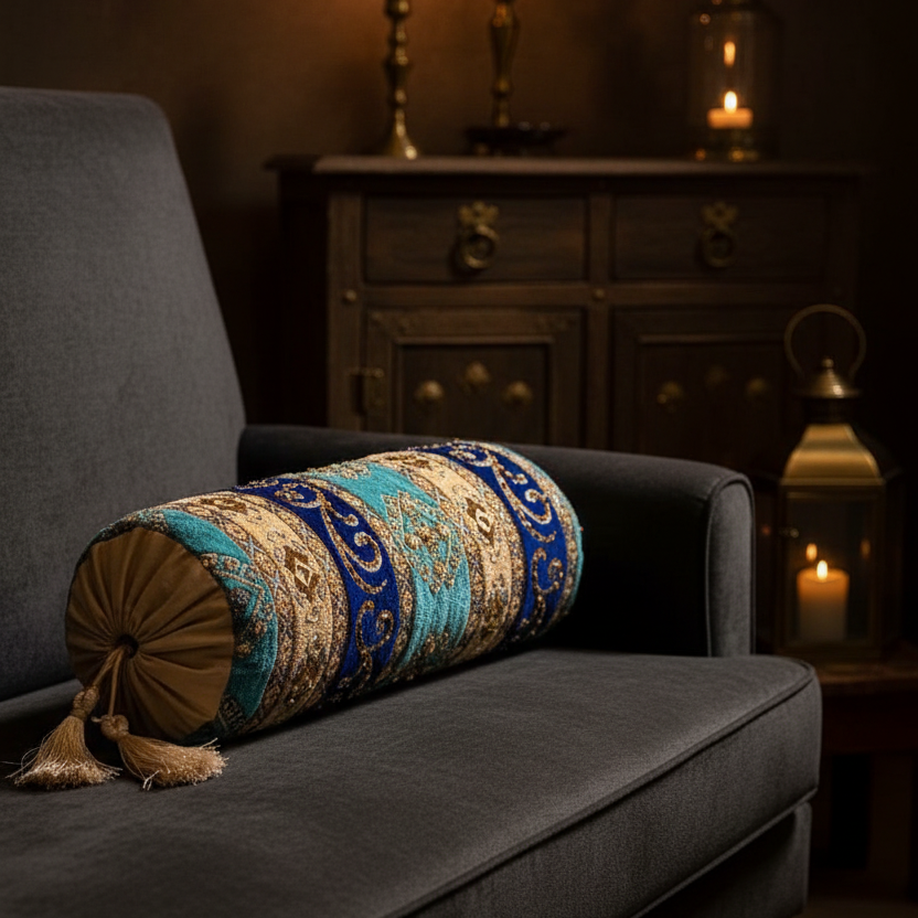 Hand Sequin - Blue Sofa Round Pillow Cover (pair) Trendy Home