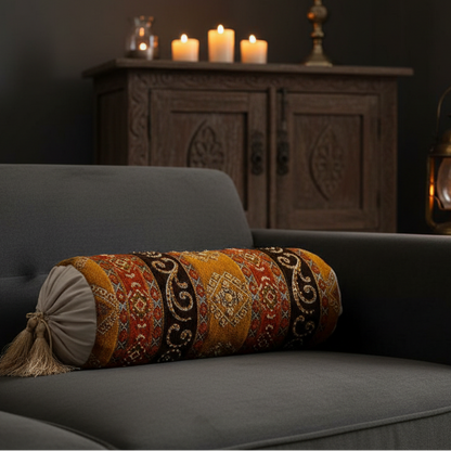 Hand Sequin - Mustard Sofa Round PIllow Cover (pair) Trendy Home