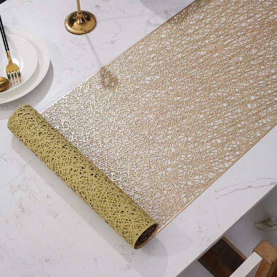 Pvc - Gold Thread Table Runner Trendy Home