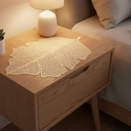 Pvc - Gold Fig Leaf Bed Side Table Accent Trendy Home