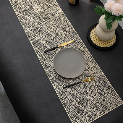 Pvc - Gold Thread Table Runner Trendy Home