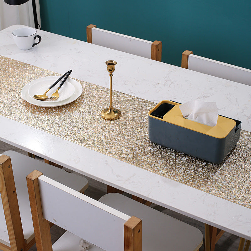 Pvc - Gold Thread Table Runner Trendy Home