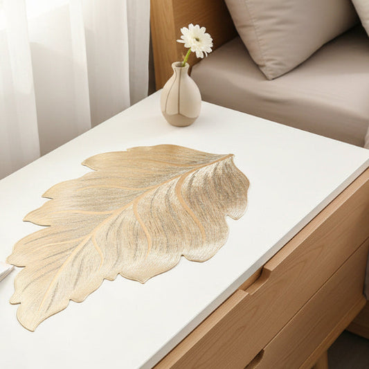 Pvc - Gold Banana Leaf Bed Side Table Accent Trendy Home
