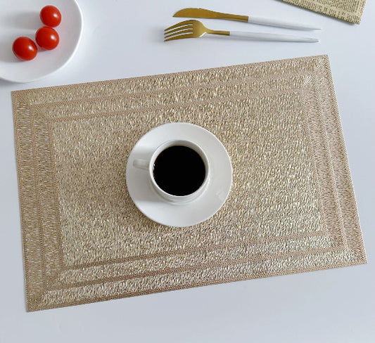 Pvc - Gold Rectangular Table Mat Trendy Home