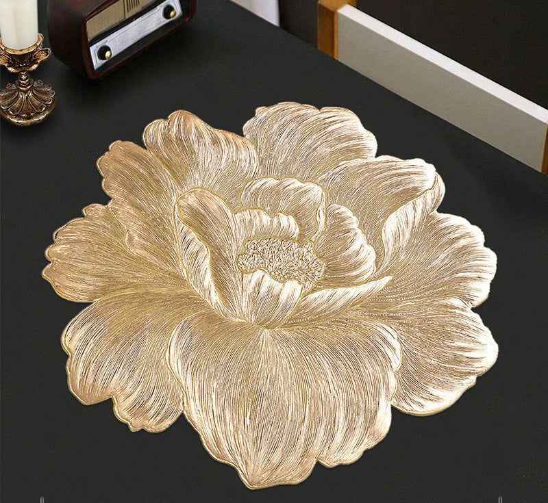 Pvc - Luxury Golden Rose Charger Plate