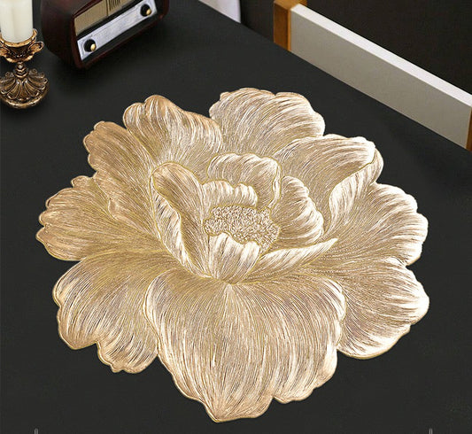 Pvc - Luxury Golden Rose Charger Plate