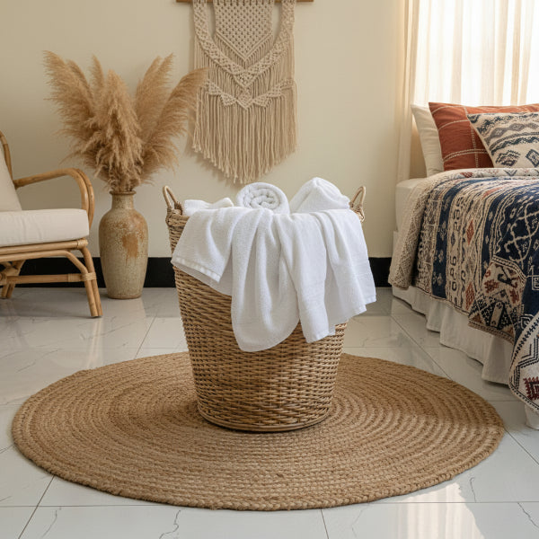 Handmade - Cane Wicker Laundry Basket Trendy Home