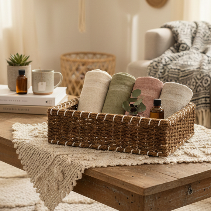 Handmade - Jute Rectangular Basket Trendy Home