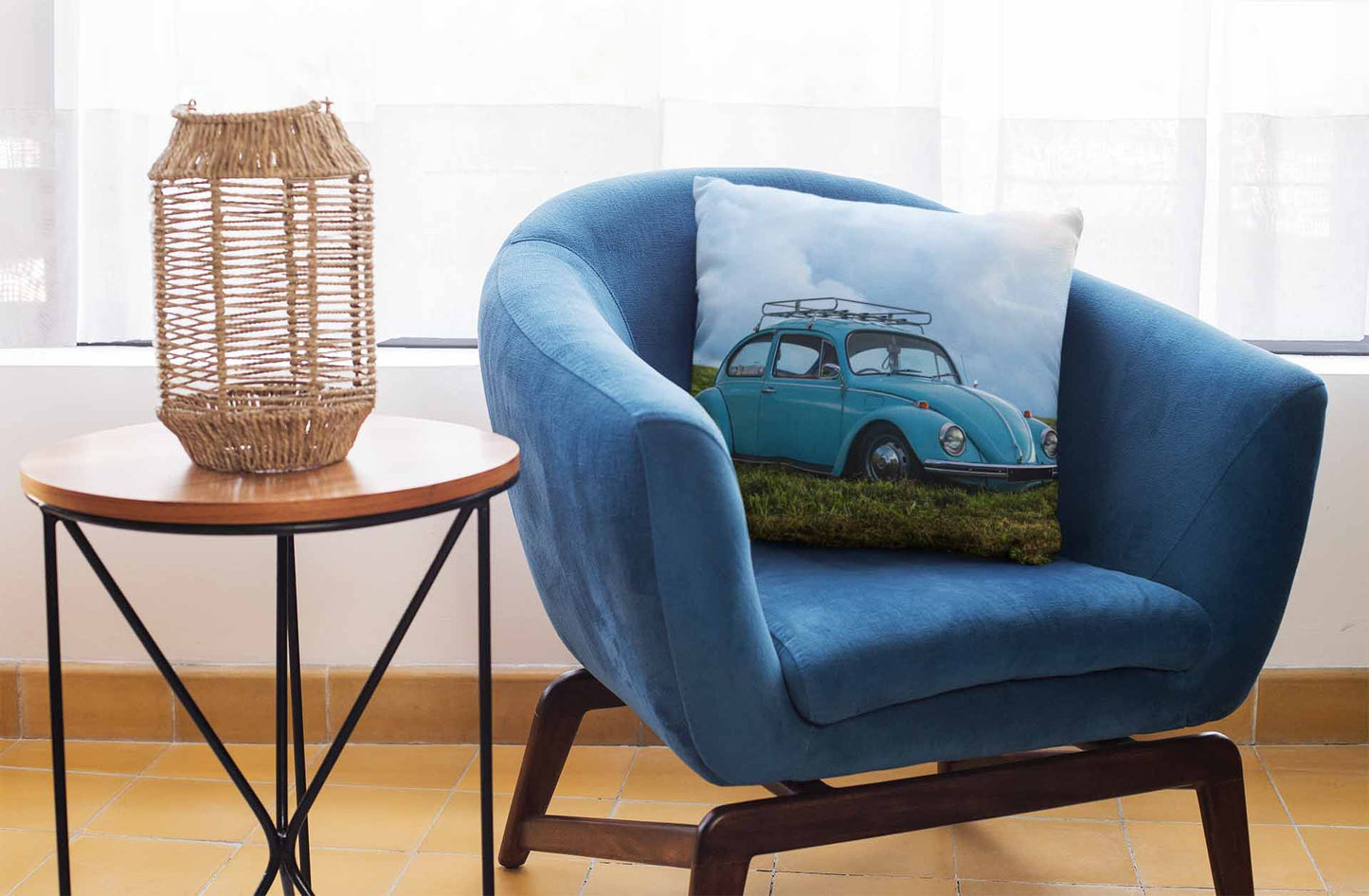 Retro Blues Cushion Cover Trendy Home