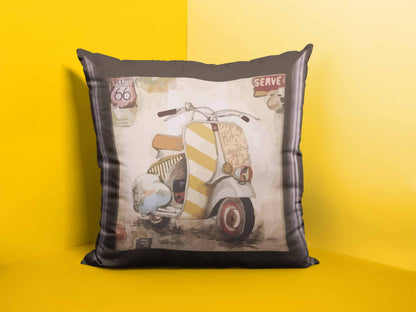Retro Scooter Cushion Cover Trendy home 11 11 sale
