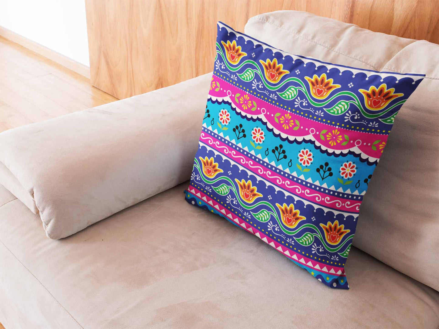 Rujhan Blue Crest Cushion Cover Trendy Home