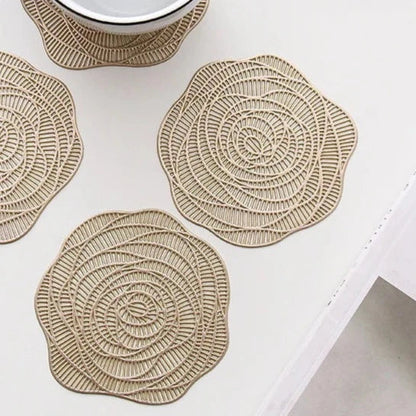 Pvc Golden Rose Tea Coaster