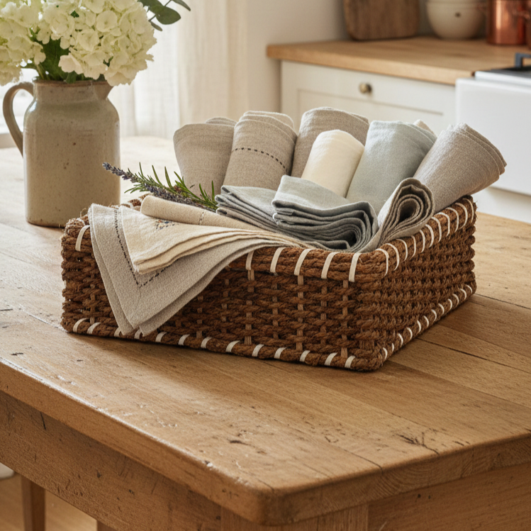 Handmade - Jute Square Basket Trendy Home