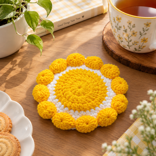 Handmade - Crochet Sunshine Blossom Coaster Trendy Home