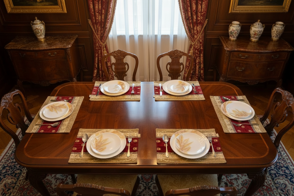 Hand Sequin - Red Ghazi Table Mat trendy home