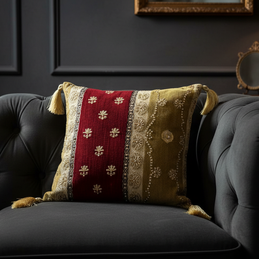 Hand Sequin - Red Ghazi Cushion Cover Trendy Home