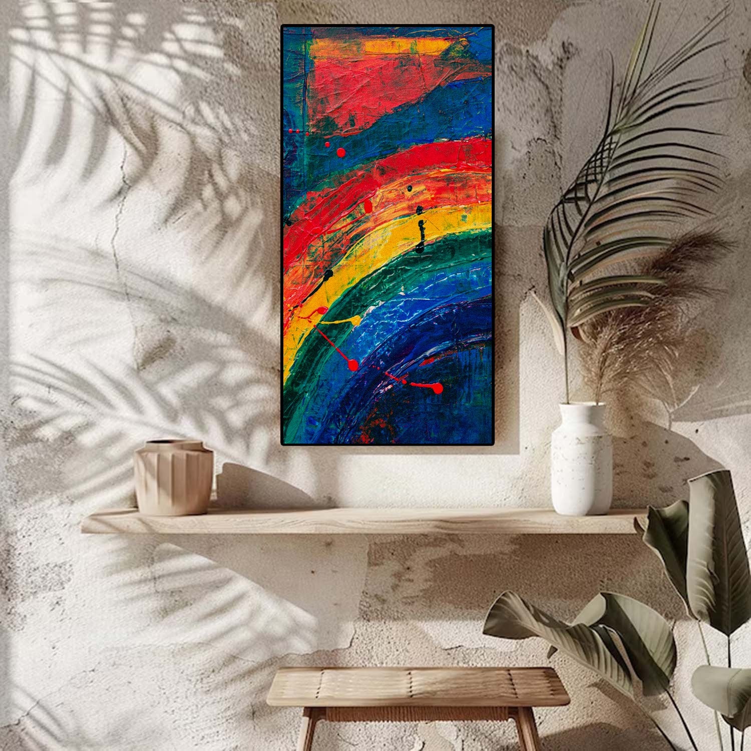 Rainbow Paint Stroke Art Portrait trendy home