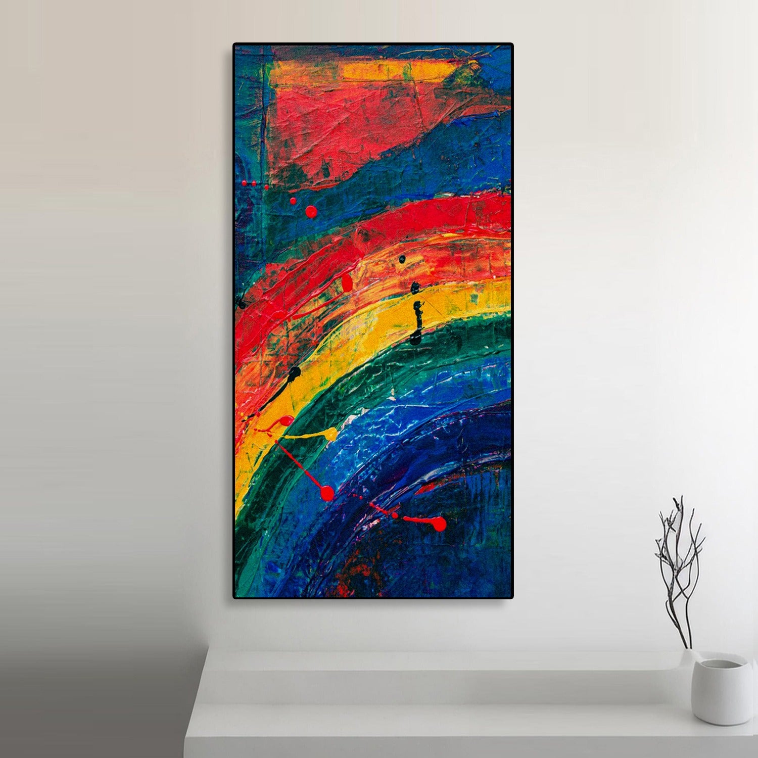 Rainbow Paint Stroke Art Portrait trendy home