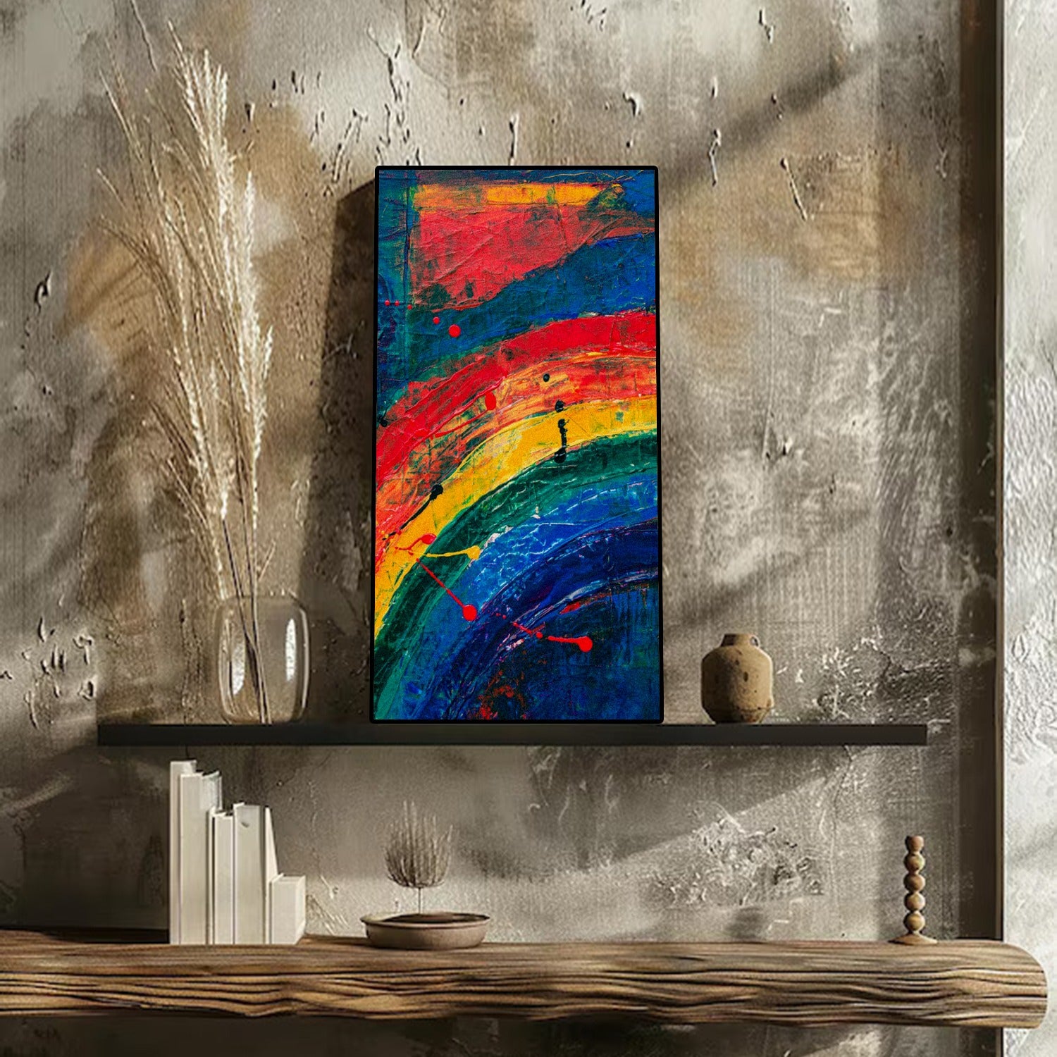 Rainbow Paint Stroke Art Portrait trendy home