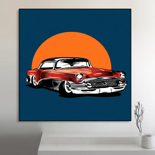 Vintage Red Mustang Art Portrait trendy home